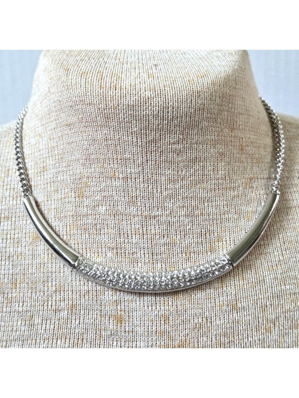 Touchstone Crystal by Swarovski Necklace Rhodium Plated Collar 15"-18" Party NEW